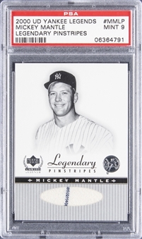 2000 Upper Deck Yankee Legends "Legendary Pinstripes" #MMLP Mickey Mantle Jersey Patch Card - PSA MINT 9